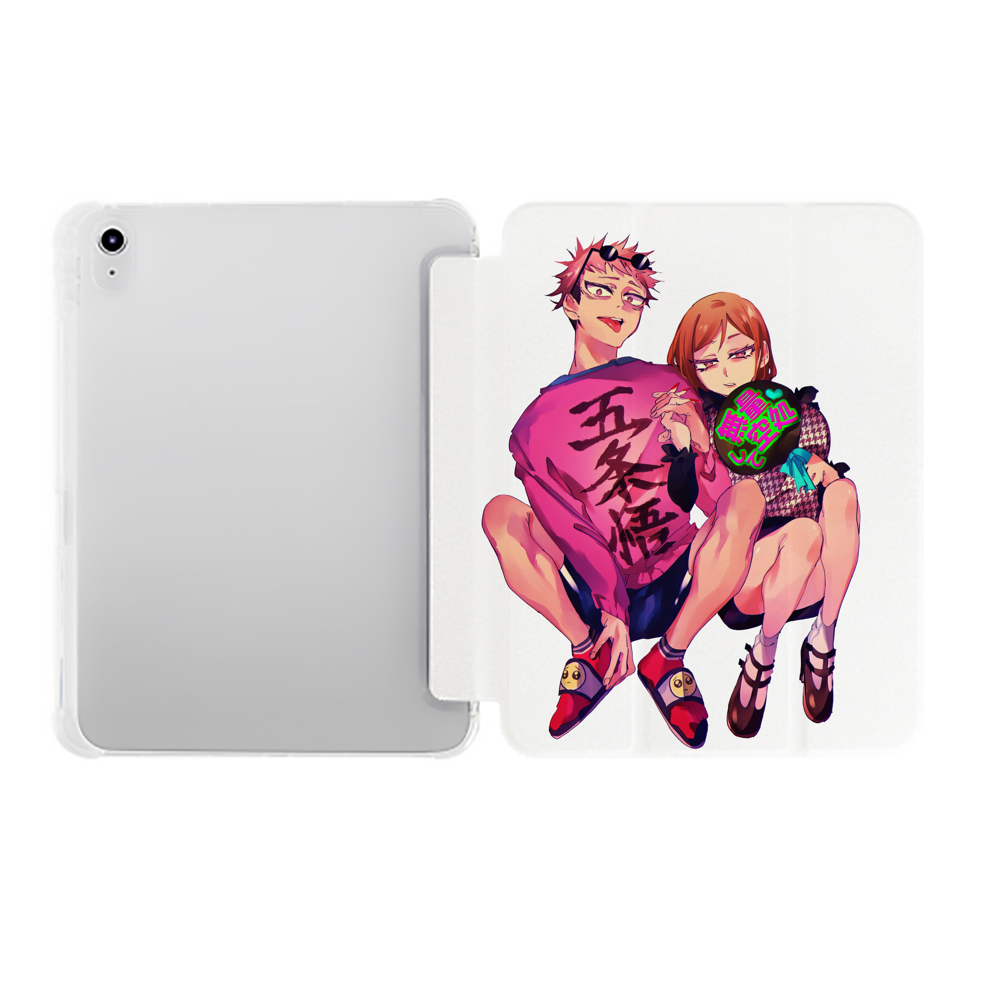 （画像用） 呪術廻戦 Jujutsu Kaisen IPad ケース ペン収納付き 三つ折りスタンド PUレザー×シリコン 対応機種9.5/10.5/10.9インチ